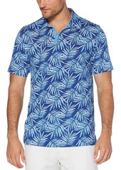 Cubavera Men's Leaf Print Short Sleeve Polo Shirt Surf The Web X Large