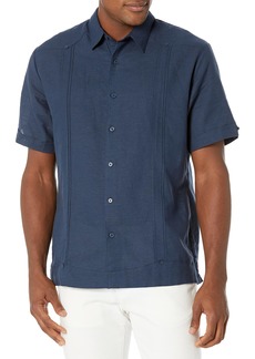 Cubavera Men's Linen Blend No Pocket Short Sleeve Guayabera Shirt