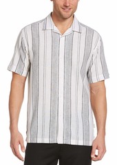 Cubavera Men's Linen Blend Yarn-Dyed Striped Short Sleeve Button-Down Shirt