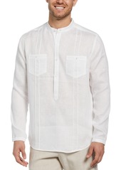 Cubavera Men's Regular-Fit Banded Collar Popover Linen Shirt - White