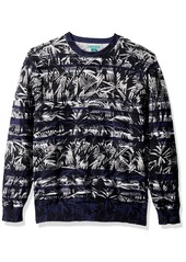 Cubavera Men's Long-Sleeve Crew Neck Printed Sweater  L