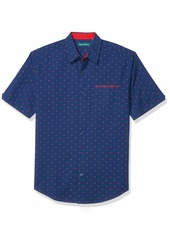 Cubavera Men's One-Pocket Dot Jacquard Short Sleeve Button-Down Shirt