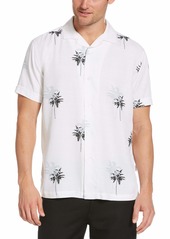 Cubavera Men's Palm Print Short Sleeve Button-Down Shirt  XX Large