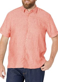 Cubavera Men's Short Sleeve 100% Linen Cross-Dyed Button-Down Shirt with Pocket  Extra Large