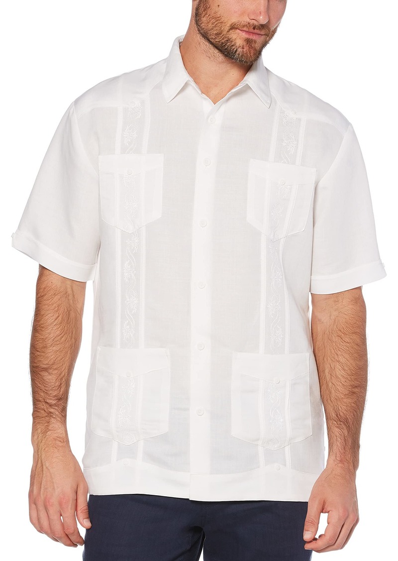 Cubavera Men's Four-Pocket Mini Pintuck Embroidered Authentic Guayabera Shirt Short Sleeve Button Down
