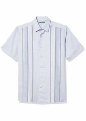 Cubavera Men's Short Sleeve Engineered Panel Woven Shirt