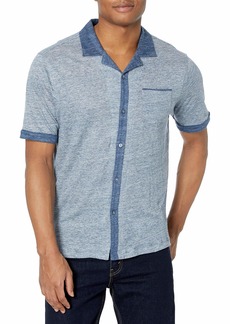 Cubavera Men's Short Sleeve Linen Color Block Coat Front Shirt