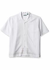 Cubavera Men's Short Sleeve Rayon-Blend Cuban Camp Shirt with Embroidery