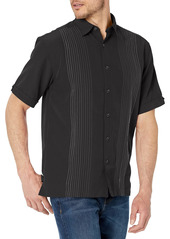 Cubavera Men's Short Sleeve Textured Ombre Embroidery Woven Shirt