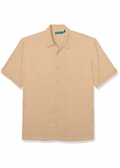 Cubavera Men's Short Sleeve Tonal Floral Jacquard Woven Shirt with Pocket sunburst