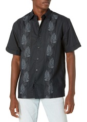 Cubavera Men's Short Sleeve Tropical Embroidery Woven Shirt