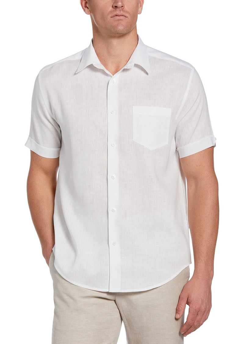 Cubavera mens Travel Select Linen-blend One Pocket Shirt   US