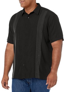 Cubavera Men's Striped Panel Dobby Short Sleeve Button-Down Shirt (Size Small-5X Big & Tall)