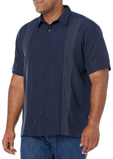 Cubavera Men's Striped Panel Dobby Short Sleeve Button-Down Shirt (Size -5X Big & Tall)