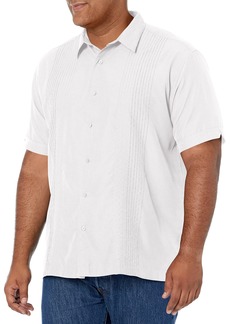 Cubavera Men's Striped Panel Dobby Short Sleeve Button-Down Shirt (Size Small-5X Tall)  -Large Big