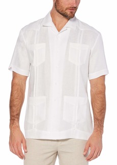 Cubavera Men's 100% Linen Short Sleeve Button-Down Guayabera Shirt with Four Pockets Camp Collar Pintuck Detail Relaxed Fit
