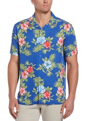 Cubavera Men's Textured Geo Floral Print Camp Collar Short Sleeve Button-Down Shirt