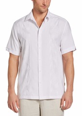 Cubavera Men's Tonal Panel Embroidery Short Sleeve Button-Down Shirt