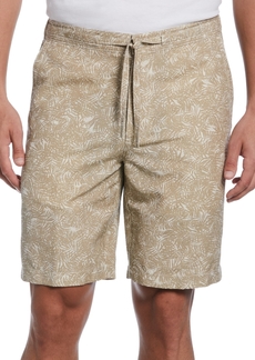 "Cubavera Men's Tonal Tropical-Print Linen Blend 9"" Drawstring Shorts - Silver Lining"