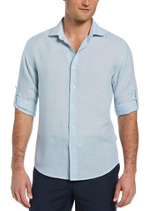 Cubavera Men's Travelselect Linen Blend Wrinkle-Resistant Shirt - Cerulean
