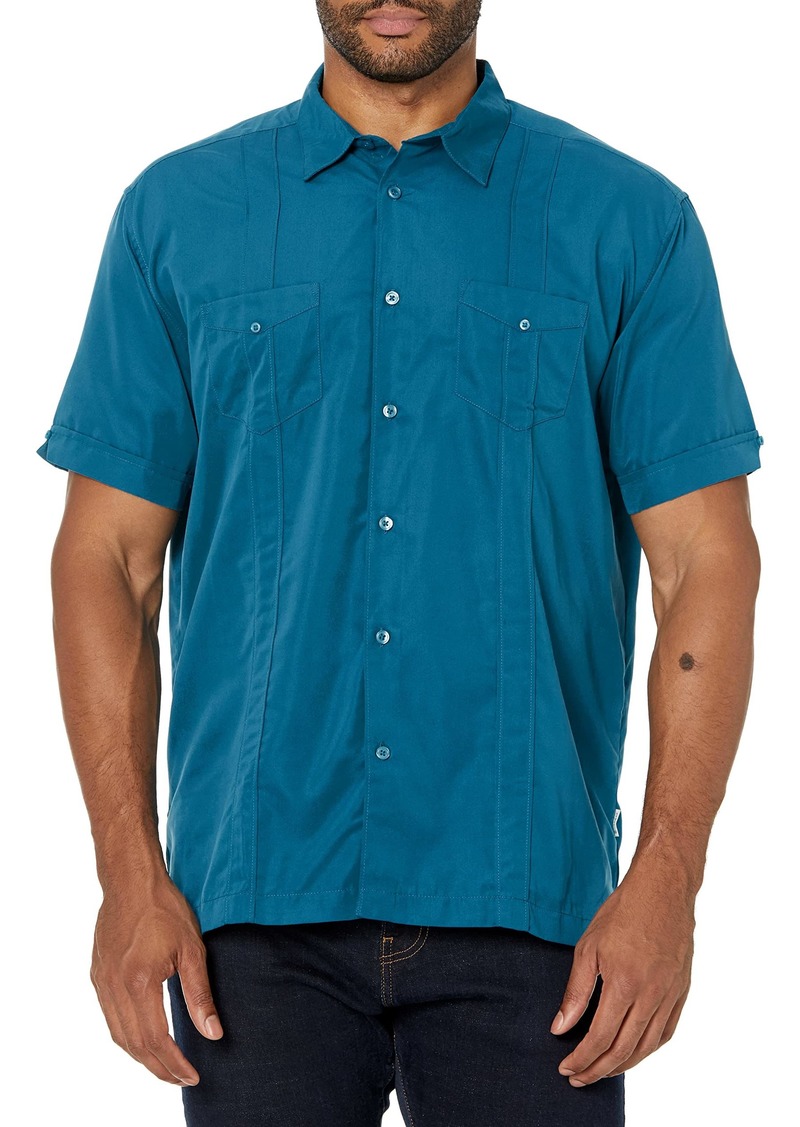 Cubavera Men's Two-Pocket Double Pintuck Short Sleeve Button-Down Shirt