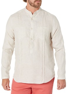 Cubavera Men's Two-Pocket Pintuck Long Sleeve Popover Shirt