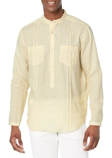 Cubavera Men's Two-Pocket Pintuck Long Sleeve Popover Shirt  XX Large