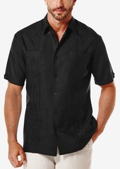 Cubavera Short-Sleeve Embroidered Guayabera Shirt - Jet Black