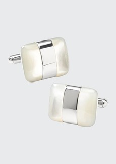 Cufflinks Inc. Men's Silver-Wrapped Mother-of-Pearl Cufflinks
