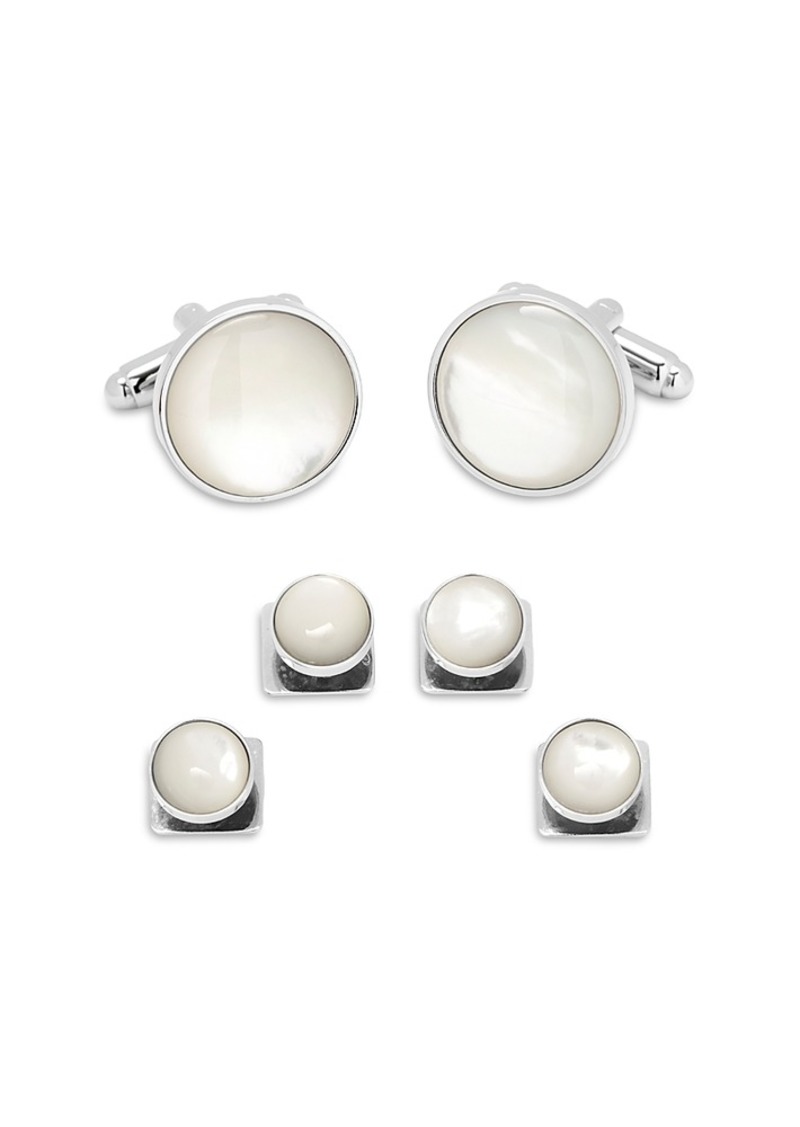 Cufflinks Inc. Cufflinks Inc Silver-Tone Mother-of-Pearl Stud & Cufflink Set