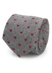 Cufflinks Inc. Men's Herringbone Heart Tie - Gray, Ruby Red