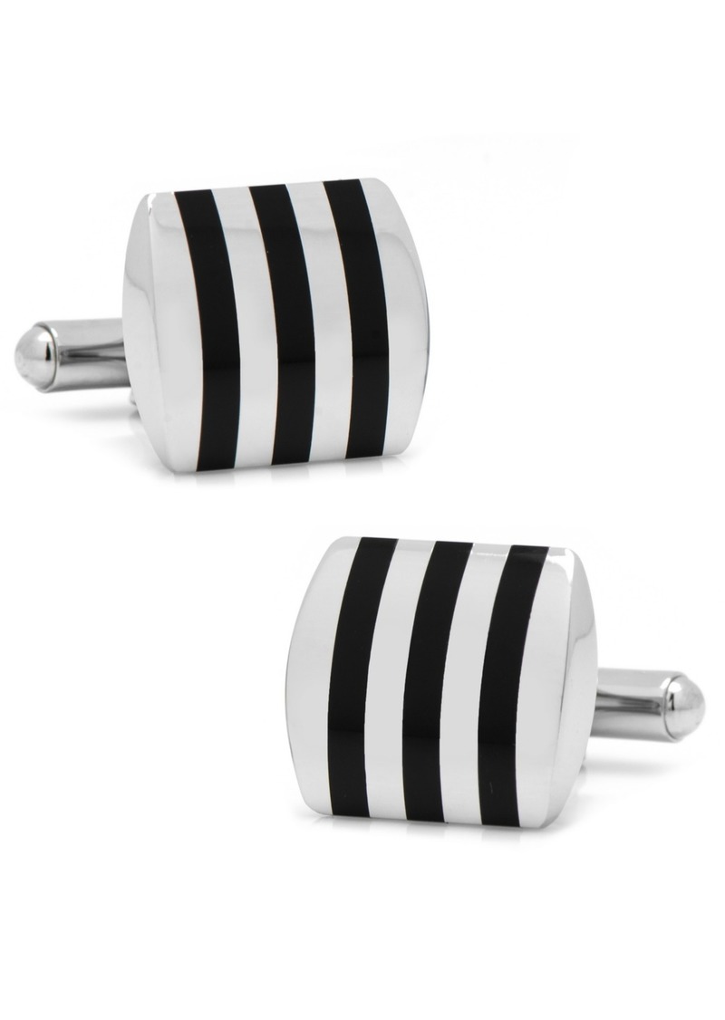 Cufflinks Inc. Stainless Steel Striped Onyx Cufflinks - Black