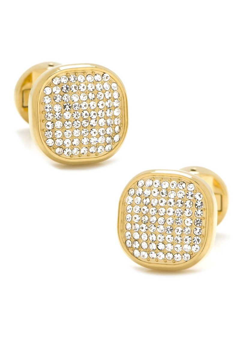 Cufflinks Inc. Stainless Steel White Pave Crystal Cufflinks - Gold