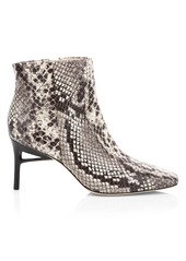 Cult Gaia Arezoo Square-Toe Snakeskin-Embossed Leather Ankle Boots