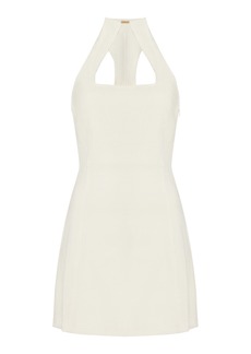 Cult Gaia - Akaia High Collar Linen-Blend Mini Dress - White - L - Moda Operandi