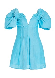 Cult Gaia - Asal Off-The-Shoulder Linen-Blend Mini Dress - Blue - US 6 - Moda Operandi