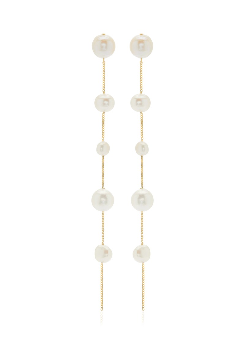 Cult Gaia - Atum Brass and Pearl Earrings - White - OS - Moda Operandi - Gifts For Her