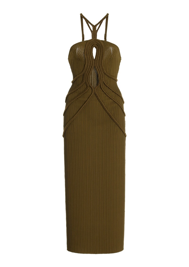 Cult Gaia - Avery Keyhole Knitted Midi Dress - Green - L - Moda Operandi