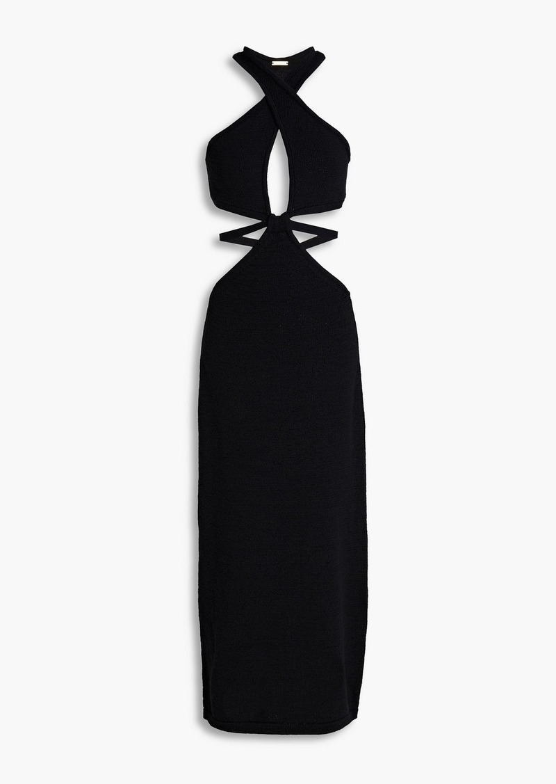 Cult Gaia - Aziza cutout cotton-blend midi dress - Black - XL