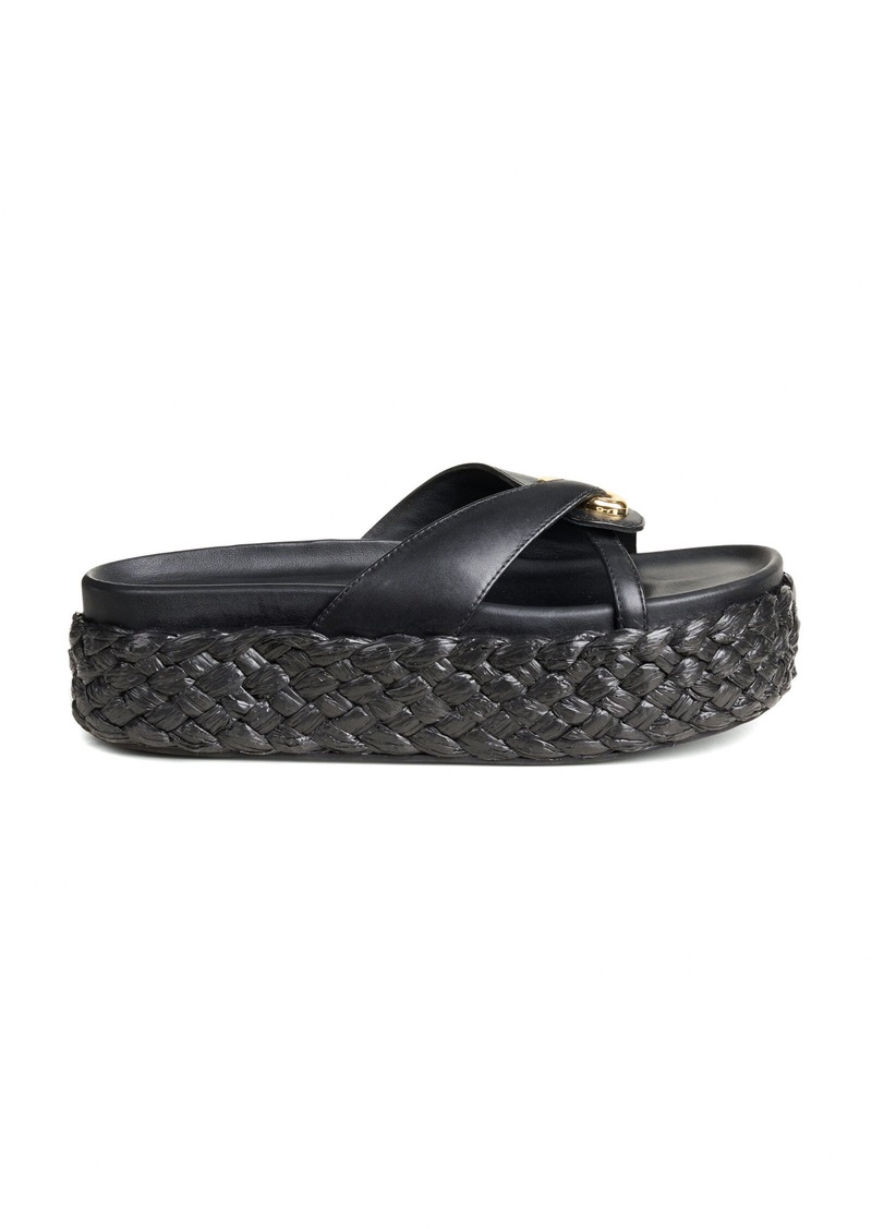 Cult Gaia - Blythe Leather Platform Sandals - Black - IT 39.5 - Moda Operandi