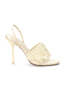 Cult Gaia - Cassia Pearl-Embellished Leather Sandals - Neutral - IT 36 - Moda Operandi