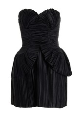Cult Gaia - Charlique Strapless Plisse-Satin Mini Dress - Black - US 4 - Moda Operandi