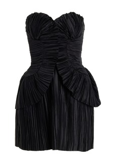 Cult Gaia - Charlique Strapless Plisse-Satin Mini Dress - Black - US 2 - Moda Operandi