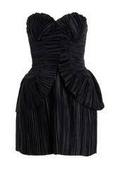 Cult Gaia - Charlique Strapless Plisse-Satin Mini Dress - Black - US 6 - Moda Operandi