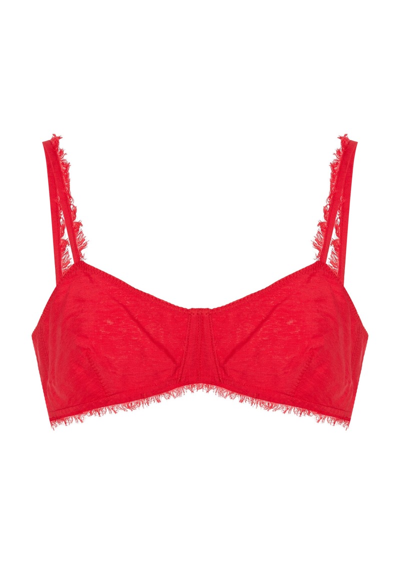 Cult Gaia - Eza Fringed Jersey Bralette - Red - US 0 - Moda Operandi