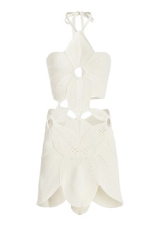 Cult Gaia - Floreana Knit-Cotton Mini Dress - Off-White - L - Moda Operandi