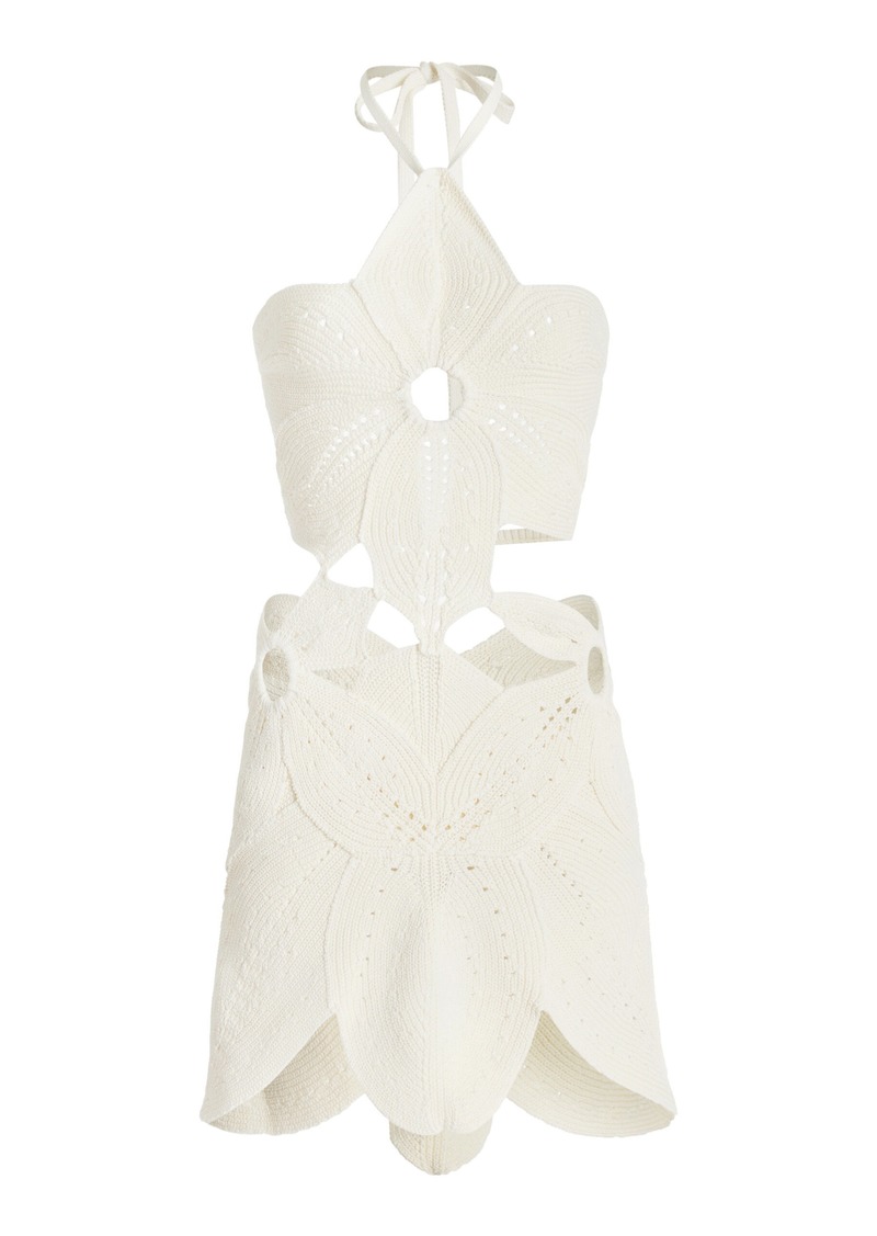 Cult Gaia - Floreana Knit-Cotton Mini Dress - Off-White - S - Moda Operandi