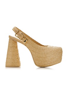 Cult Gaia - Harmony Raffia Platform Pumps - Neutral - IT 39.5 - Moda Operandi