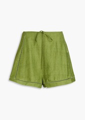 Cult Gaia - Itzel lattice-trimmed gauze shorts - Green - XS