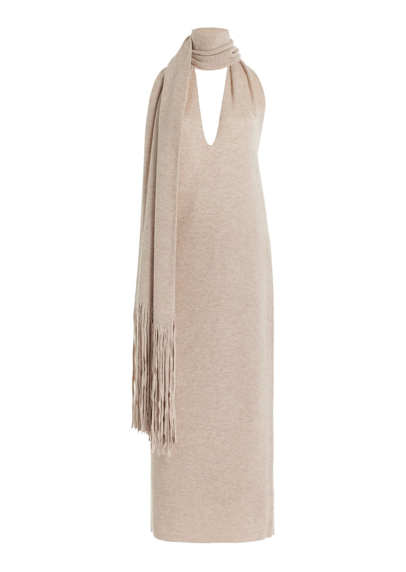 Cult Gaia - Jorden Scarf-Detailed Wool-Cashmere Midi Dress - Grey - M - Moda Operandi